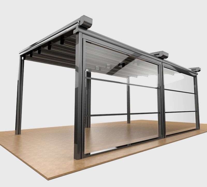 Bioklimatik pergola sistemi teknik gorsel